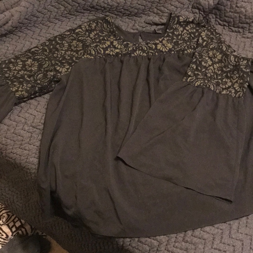 Lace and bell sleeve blouse